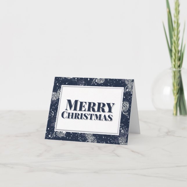 God jul Silver Pinecones Snowy Night Helgkort (Framsida)