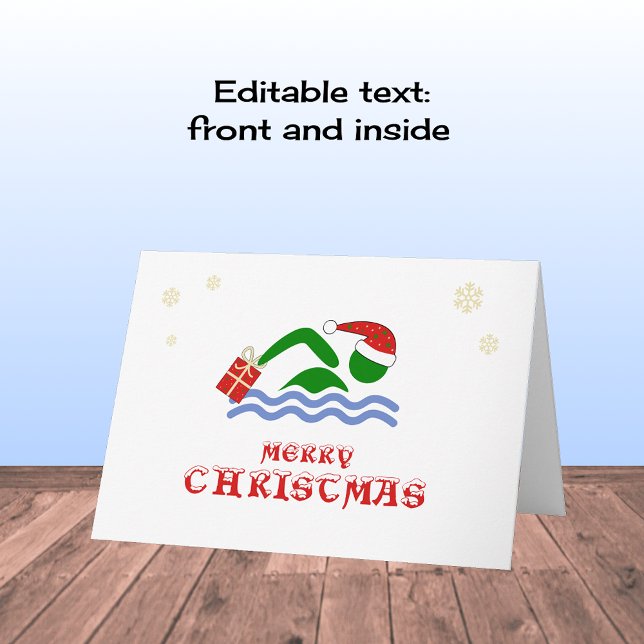 God jul simmare tar med sig gåva helgkort (Skapare uppladdad)