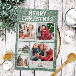 God jul Simple Doodles 5 Photo Family Gift Kökshandduk