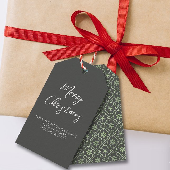 God jul Simple Minimalist Script Snowflake Presentetikett (Skapare uppladdad)