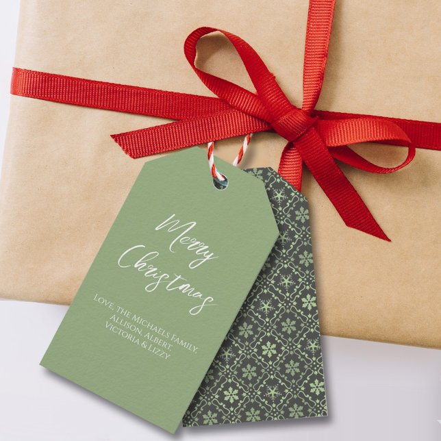 God jul Simple Minimalist Script Snowflake Presentetikett (Skapare uppladdad)