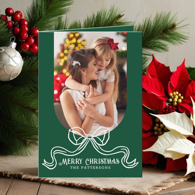 God jul Simple Modern Coquette Bow Photo Helgkort (Skapare uppladdad)