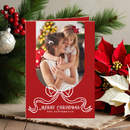 God jul Simple Modern Coquette Bow Photo Helgkort