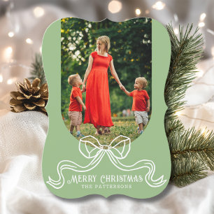 God jul Simple Modern Coquette Bow Photo Julkort