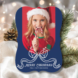 God jul Simple Modern Coquette Bow Photo Julkort