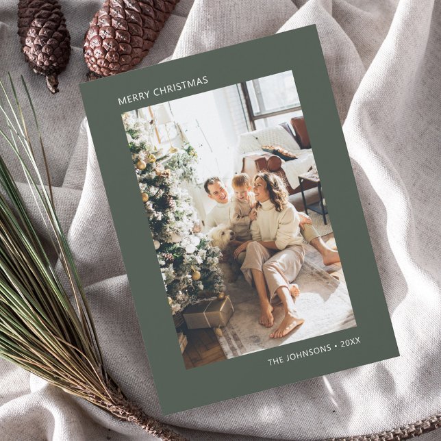 God jul Simple Photo Grönt Julkort (Skapare uppladdad)