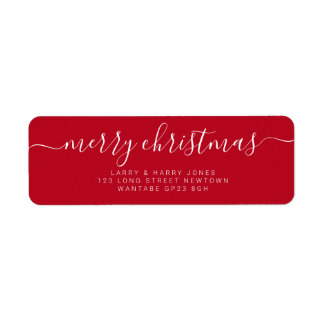 God jul Simple Red Hand Lettered-etikett Returadress Etikett