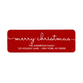 God jul Simple Red Hand Lettered-etikett Returadress Etikett