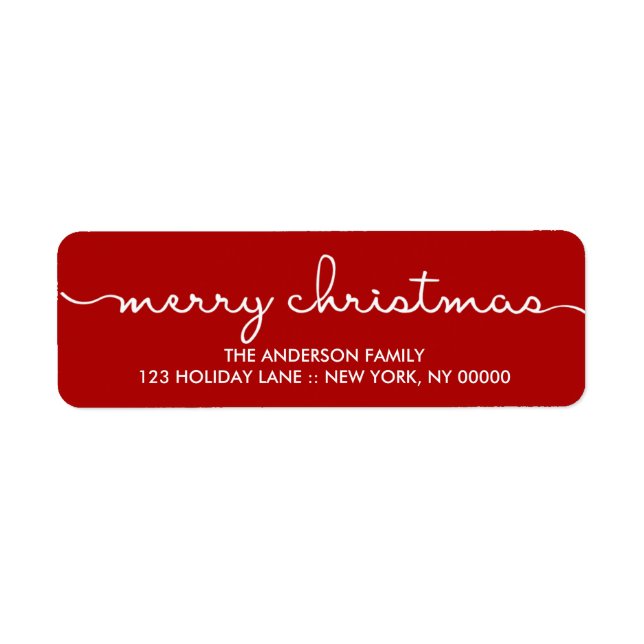 God jul Simple Red Hand Lettered-etikett Returadress Etikett (Framsidan)