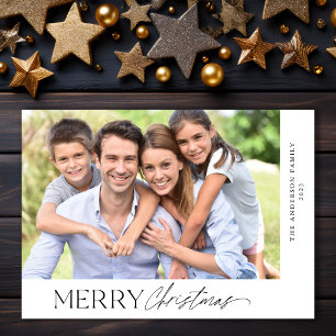 God jul Simple Script Photo Julkort