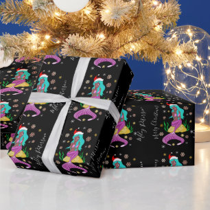 God jul sjöjungfru och snöflingor personlig presentpapper