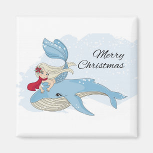 God jul Sjöjungfru och val Magnet