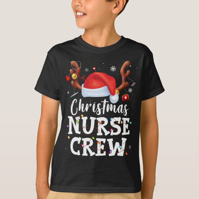 God jul - sjuksköterska Crew Santa Hat Costume Nur T Shirt (Framsida)