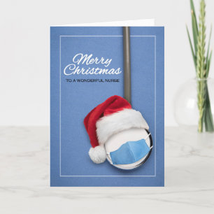 God Jul Sjuksköterska Santa Hatt och Ansiktsmask Helgkort