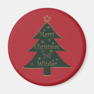 God jul, skaldekorerat gräs träd magnet