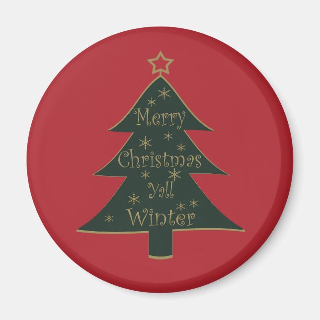 God jul, skaldekorerat gräs träd magnet (Framsidan)