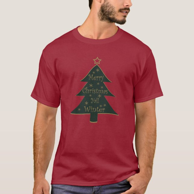 God jul, skaldekorerat gräs träd t shirt (Framsida)