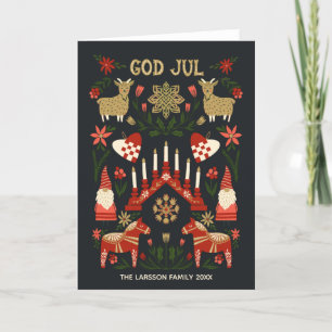 God Jul Skandi julfamilj Helgkort