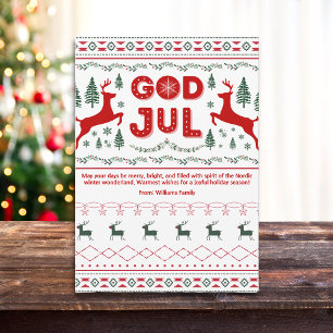 God Jul Skandinaviskt Julhälsningsmönster Julkort