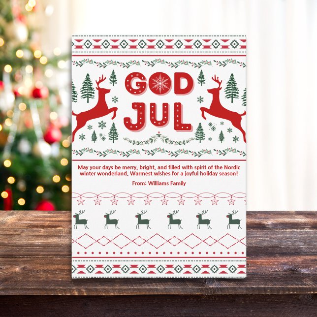 God Jul Skandinaviskt Julhälsningsmönster Julkort (Skapare uppladdad)