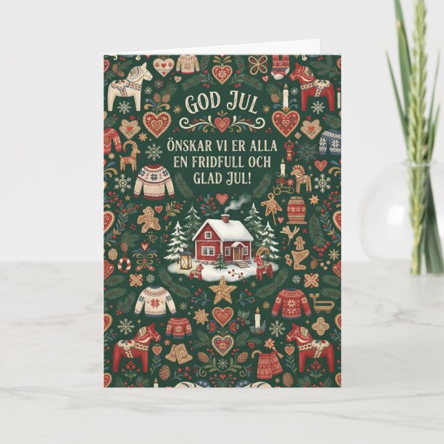 God Jul Skandinaviskt Julkort Kort (Framsida)