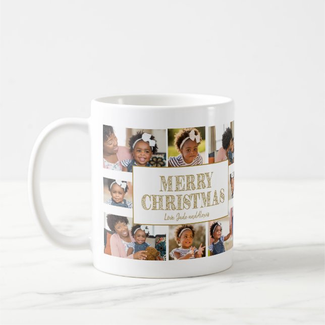 God jul Skapar din egen 8-fotokollage Kaffemugg (Vänster)