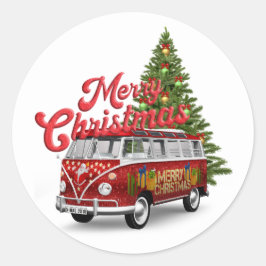 God Jul Skåpbil Runt Klistermärke