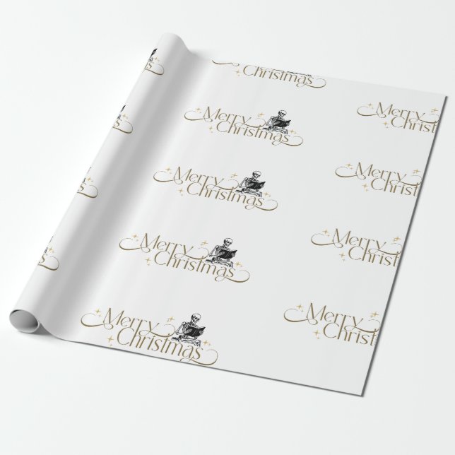 God jul Skeleton Bok Wrapping Papper Presentpapper (Utrullad)
