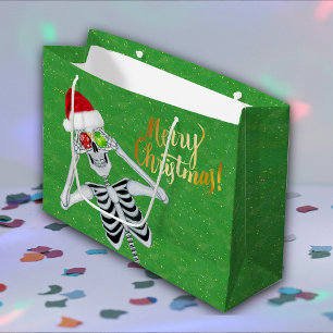 God jul Skeleton Santa Hat Ornaments Grönt