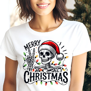 God Jul Skelett Fredstecken T Shirt