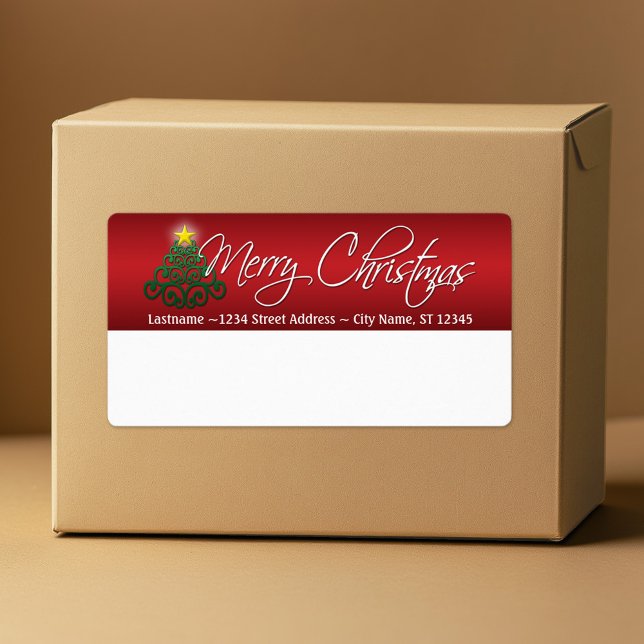 God jul skeppningsetiketter fraktsedel (Custom Box Label with Merry Christmas Greeting)