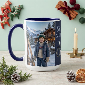 God Jul Skida Hela Dagen Navyblå Alpin Fotokaffe Två-Tonad Mugg