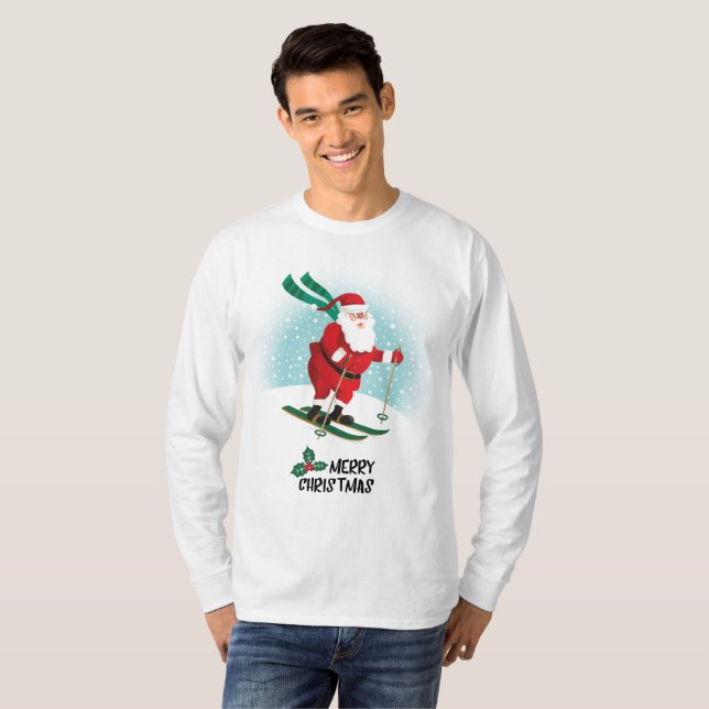 God jul Skiing Jultomten | HELGDAGAR T Shirt (Hel framsida)