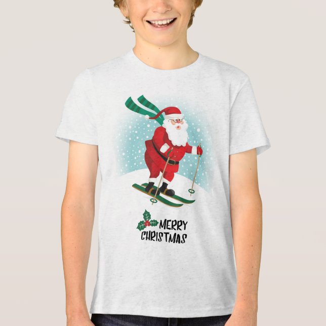 God jul Skiing Jultomten | HELGDAGAR T Shirt (Framsida)