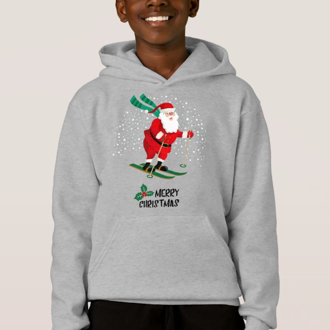 God jul Skiing Jultomten Winter Helgdagars T Shirt (Framsida)