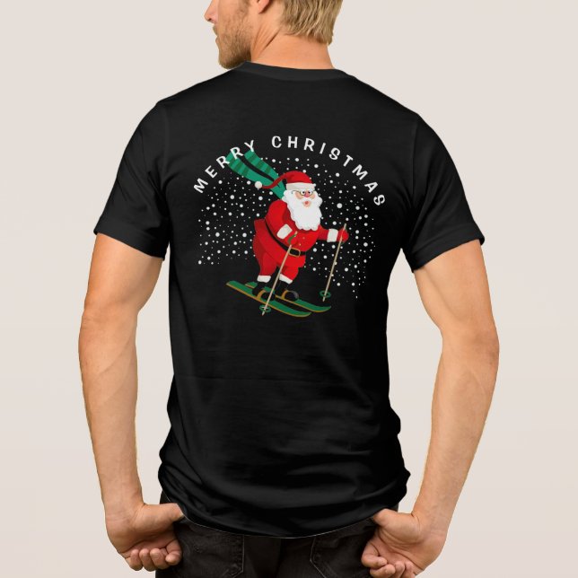 God jul Skiing Santa Winter Personlig T Shirt (Baksida)