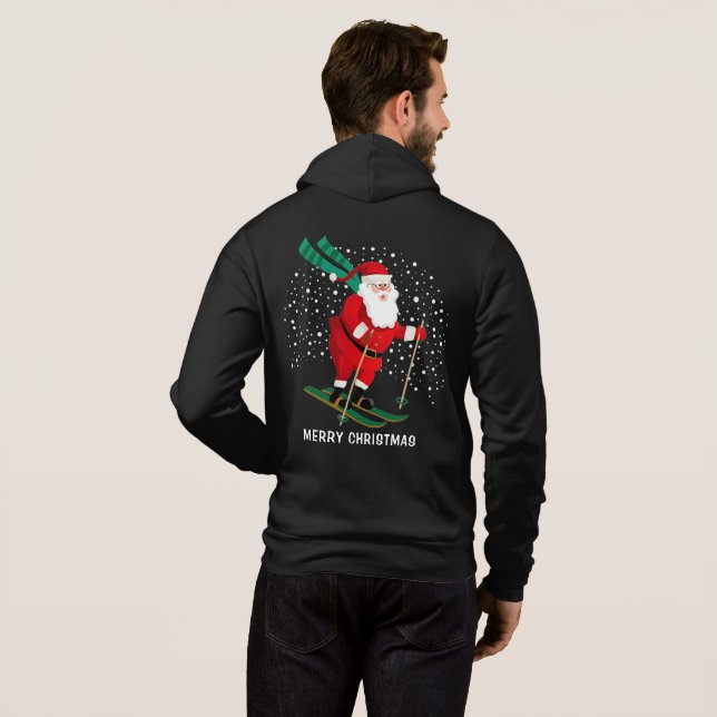 God jul Skiing Santa Winter Personlig T Shirt (Hel baksida)