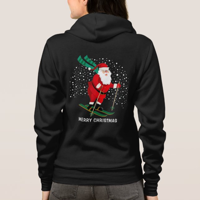God jul Skiing Santa Winter Personlig T Shirt (Baksida)