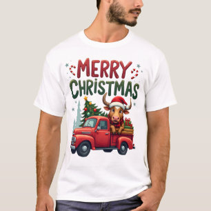 God Jul Skotsk Highland Ko Xmas Bondgård An T Shirt