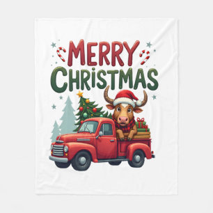 God Jul Skotsk Highland Ko Xmas Bondgård Fleecefilt