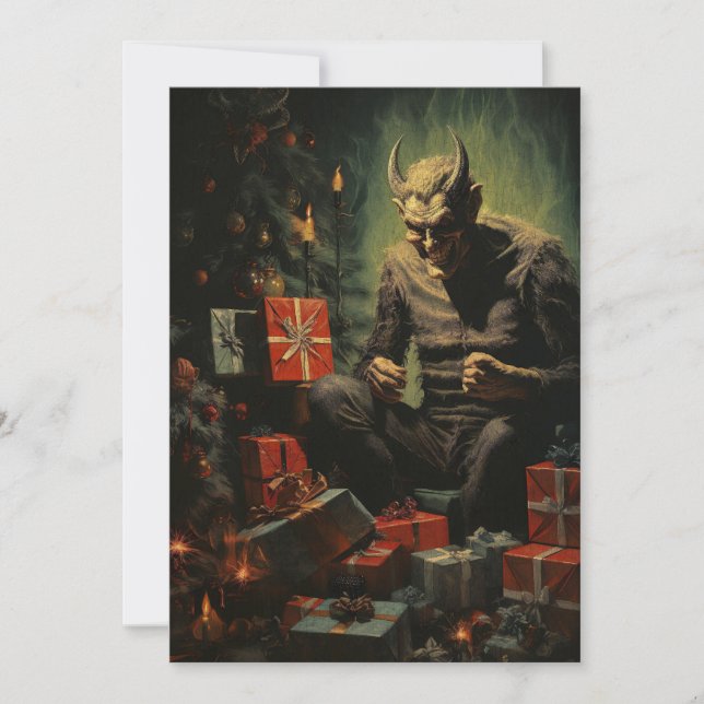 God Jul Skräckig Skräck Devil Santa Julkort (Framsida)