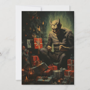 God Jul Skräckig Skräck Devil Santa Julkort