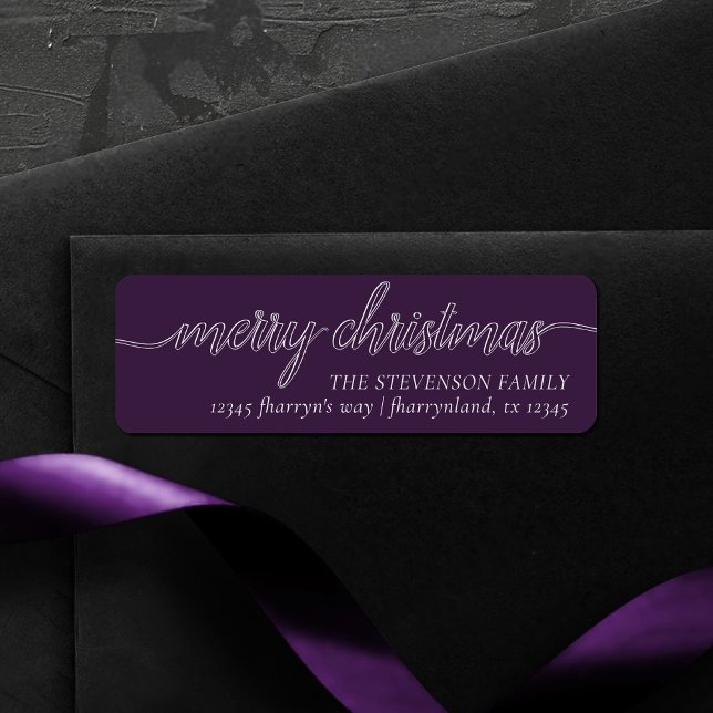 God jul-skript | ELEGANT LILA ADRESS Returadress Etikett (Skapare uppladdad)
