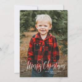 God jul-skript, enkelt grönt foto julkort