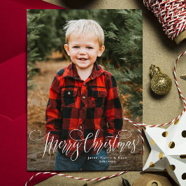 God jul-skript - enkelt rött foto julkort
