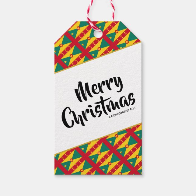 GOD JUL-skript för GRENADA Anpassningsbar Presentetikett (Framsidan)
