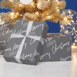 God jul skript från Namn Nordic Cousy Grått Presentpapper