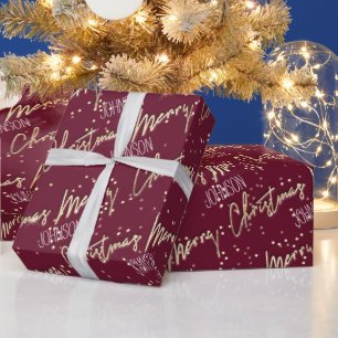 god jul-skript från Namn Royal Red Guld Presentpapper