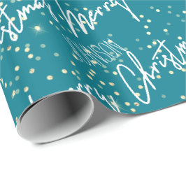 God jul-skript från Namn Teal Guld Presentpapper