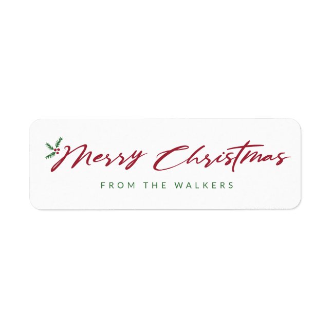 God jul-skript med gräs & bär-design returadress etikett (Framsidan)